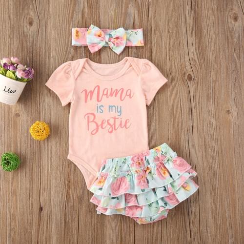 3pcs Summer Toddler Infant Baby Girl Cotton Casual Outfits Set Letter Bodysuit+Leopard Shorts+Headband Cute Baby Clothes