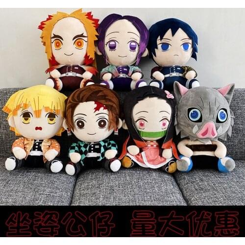 HOT Seated Anime Demon Slayer Agatsuma Zenitsu Kamado Nezuko Plush Toys Cartoon Doll Gift 40CM