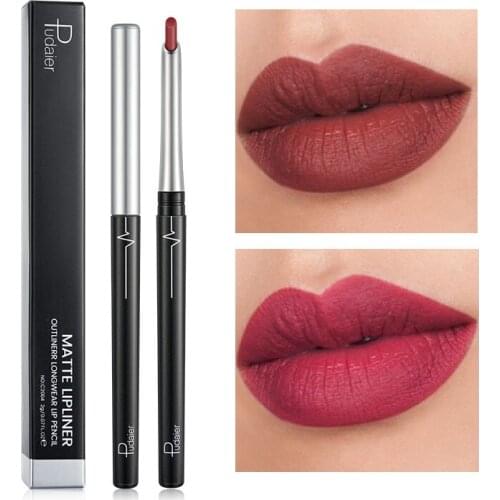 Pudaier matte lip liner pencil 17 colors nude makeup brown sexy red lipstick waterproof long lasting lip contour pen PD065