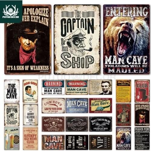 Man Cave Signs Vintage Metal Sign Plaque Metal Vintage Retro Tin Sign Wall Decor for Man Cave Bar Pub Garage Decorative Plate