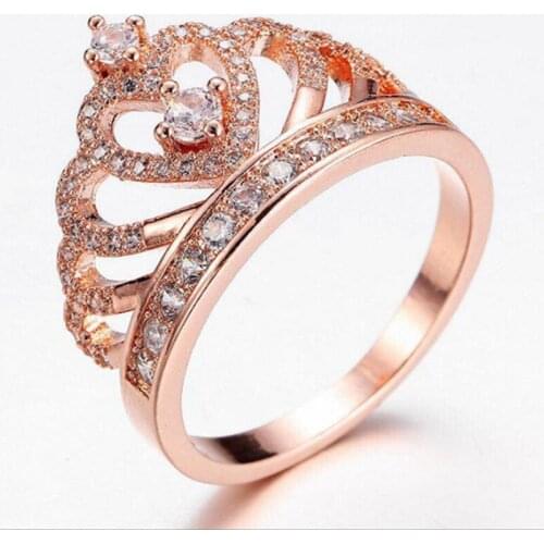 Fashion Crown Shape Rhinestone Crystal Wedding Rings for Women Girl Bridal Engagement Party Ring Jewelry Anillos Mujer Bague