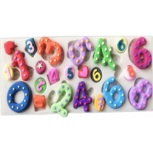 Cartoon Numbers Fondant Cake Silicone Mold Candy Chocolate Molds Embossed Decoration Pudding Mould DIY Cake Baking Tools