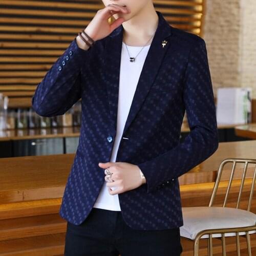 Mens Thin Blazers Jacket Slim Fit Business Casual Spring Autumn Short Coat Korean Style One Button Coats M-3XL D51