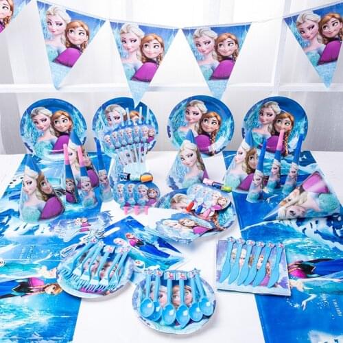 Disney Frozen Party Elsa Princess Set Decoration Party Supplies Cup Straws For Birthday Party Decorations Kids Baby Shower Gift