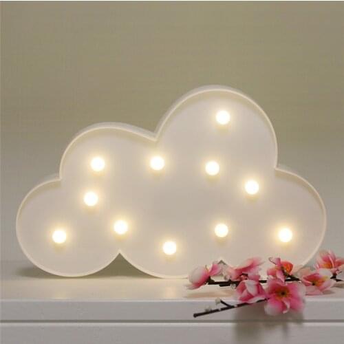 White Blue Cloud 3D Wall Lamps LED Night Light For Kids Rooms Battery Power Night Table Plastic Lamp Party Decoration Light