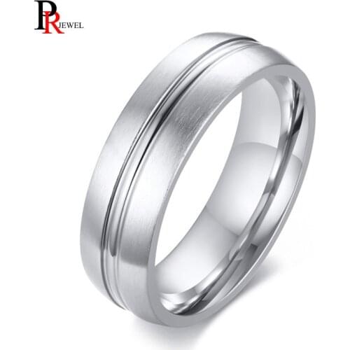 Never Fade Solid Silver Color Wedding Rings for Women Man Thin Line Stainless Steel Love Alliance
