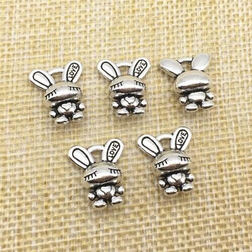 10Pcs 14*16mm Rabbit Pendant Zinc Alloy Jackrabbit Charms For Diy Jewelry Making Findings