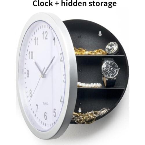 Simple Creative Clock Hidden Safe Storage Jewelry Wall Clock Ornaments Home Living Room Three-dimensional Circular Storage Box