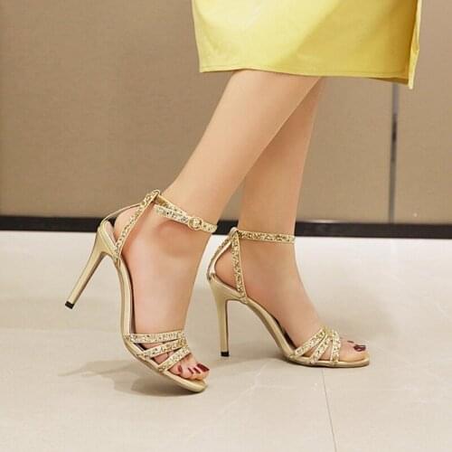 QPLYXCO 14cm High Heels Women Sandals Fashion High Quality Sandals Fetish Heels Summer Woman Party Office Wedding Shoes8009-4