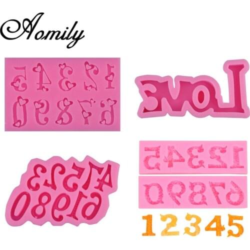 Aomily Love Letter 0-9 Number Cake Silicone Mold Fondant Cake Decorating Tools Chocolate Candy Mold Resin Clay Mould Baking Tool