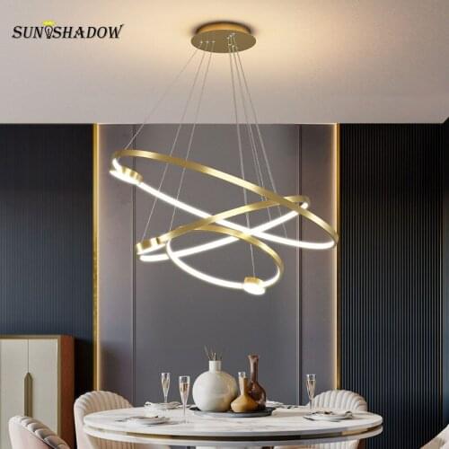Modern LED Chandelier 110V 220V Circle Chandelier Lighting For Living room Bedroom Dining room Kitchen Ceiling Lamp Fixtures Led