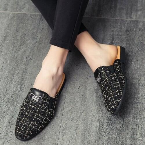 Breathable Casual Shoes Half Slippers Fashion Leather Shoes Men Flat Man Slipper Mens Casual For Male Shoe Summer Sandals