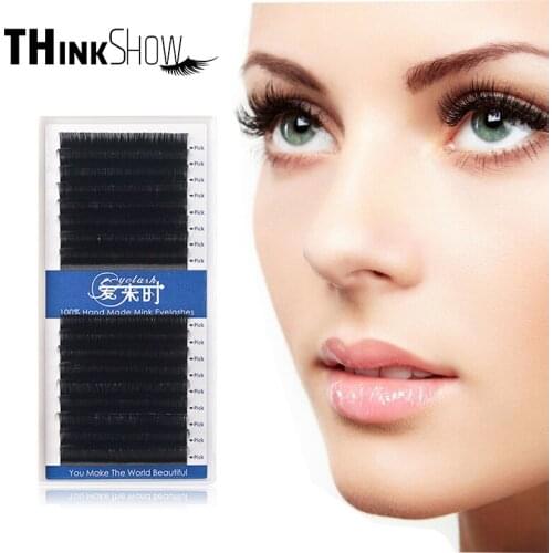 THINKSHOW 16 Rows All Size Individual Mink Eyelashes Extension High Quality Natural Black Professional Mink Eye Lashes