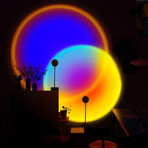 Sunset Rainbow Projection Lamp 5W Wall Decoration Atmosphere Light 180° Rotating Adjustable Background Projector Decorative Lamp