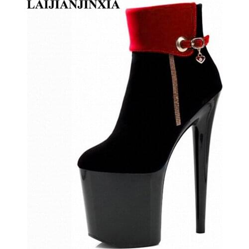 LAIJIANJINXIA New Sexy Boots Women Pole Dance Shoes Night Club Dancing Shoes Platform 20cm Ultra High Heels Ankle Boots