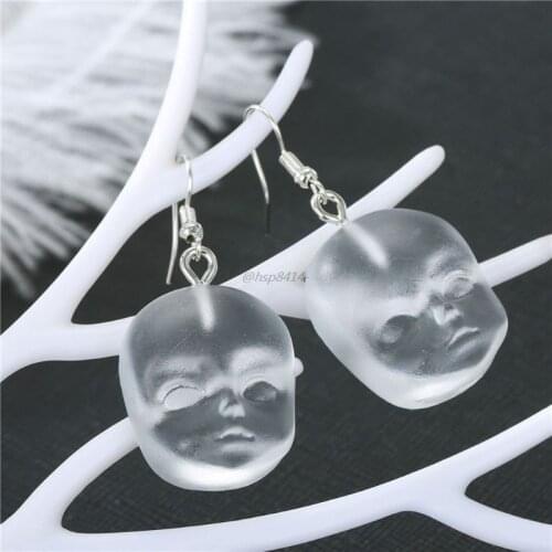 Funny Handmade Baby Face Clear Resin Dangle Drop Earrings Personality Baby Head Earrings for Women Creative Jewelry
