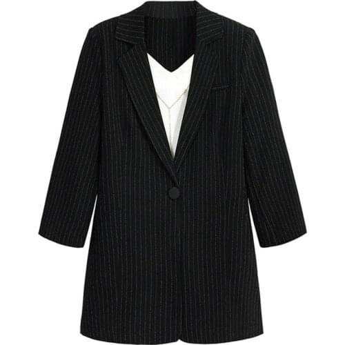 Ladies Blazer Basic Models Linen Long Suit Spring Autumn Thin Coat Fashion A buckle Large Size Suit Outwear Work Wear A1098