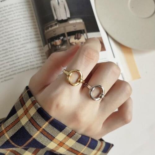 New Arrivals 925 Sterling Silver Hollow Circle Round Rings For Women Adjustable Size Finger Ring Fashion sterling-silver-jewelry