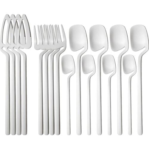 16Pcs Cutlery Set Knives Fork Coffee Spoon Dinnerware Set 18/10 Stainless Steel Tableware Set Party Home Flatware Silverware Set