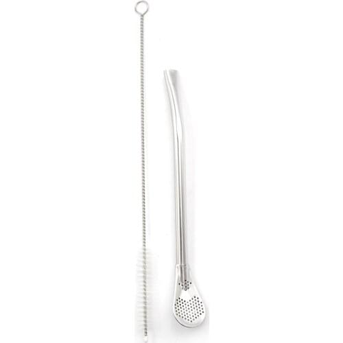 2PC=1Set Tea Filter Stainless Steel Drinking Straw Handmade Yerba Mate Tea Bombilla Gourd Washable Practical Tea Tools+Brush