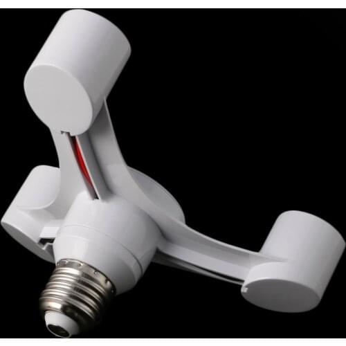 3 In 1 E27 To 3E27 Base Socket Splitter LED Light Lamp Bulb Adapter Holder White