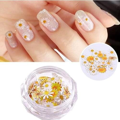 3D Simulation Flower Nail Stickers Holographic Nail Glitter Sequin Acrylic Paillettes Romantic Daisy Flowers Flakes Sequins