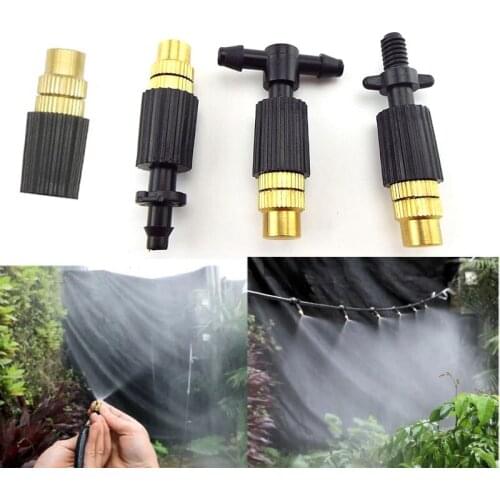 5pcs Micro Drip Irrigation Misting Brass 4/7mm Hose Garden Watering Spray Cooling Parts Sprinkler Connector Water Mist Nozzle