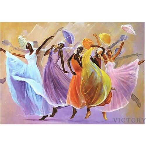 5D Diamond Painting African Girls Dance Craft Cartoon Diamond Mosaic Diy Full Round Diamond Embroidery Cross Stitch Decor Gift