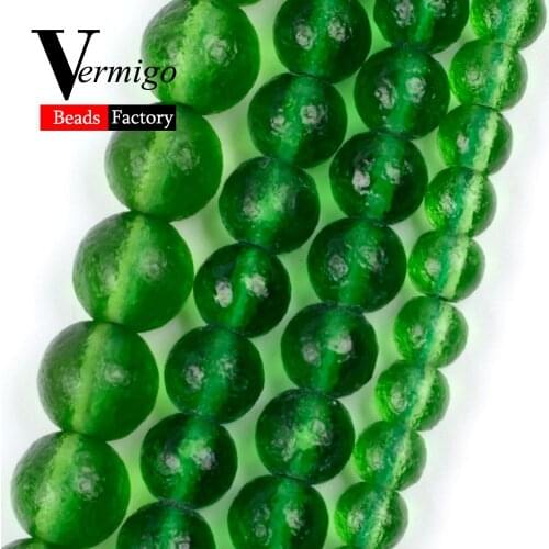 6mm 8mm 10mm Dull Polished Green Czech Meteorite Glass Round Beads for Jewelry Making Energy Crystal Loose beads Diy Bracelets