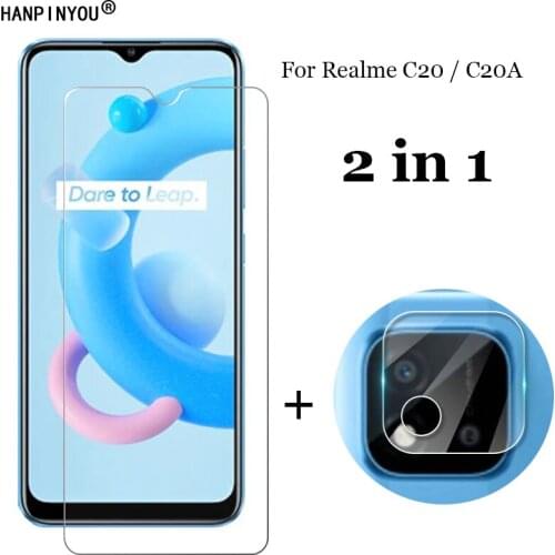 2-in-1 For Realme C20 / C20A 6.5" Camera Lens Protection Film + Front Clear Tempered Glass Screen Protector