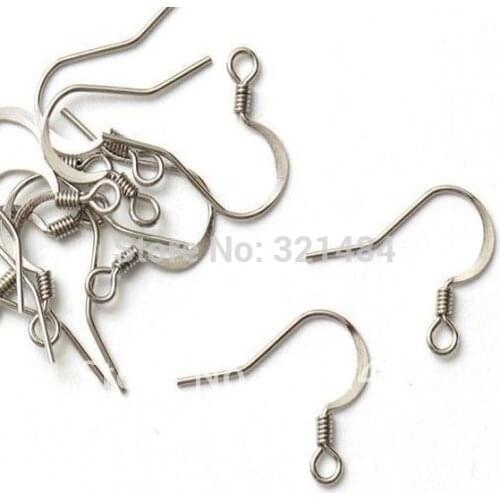 Free ship! 2000PCS Rhodium Dull Silver Plated Flat French Earwire Earring Hook Wires Findings For Jewelry Bead Making