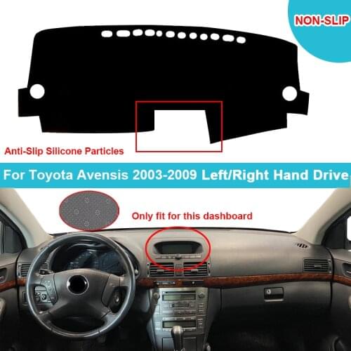 Car Dashboard Cover Dash Mat For Toyota Avensis 2003-2009 with Clock Flannel Suede Polyester Carpet Cape Cover Rug Protector