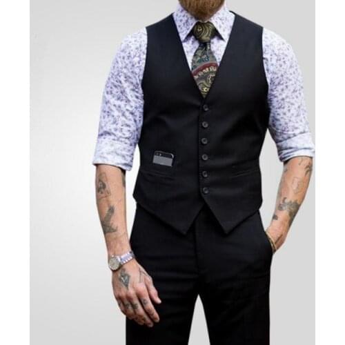 Men Sleeveless Suit Vests Waistcoat Mens Slim Cardigan Leisure Vest Mens Black Coats Tops Jackets Plus Size S-XXXXXL Outerwear