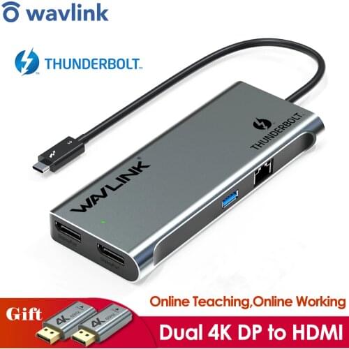 Thunderbolt 3 Dual DisplayPort 4K/Single 5K@60Hz Monitor Mini Docking Station DP to HDMI Adapters 40Gbps USB 3.0 Working Online