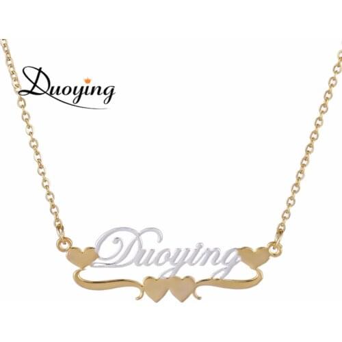 Duoying Double Colors,Nameplate Personalized,Necklaces Custom Name Necklace,Women Choker Stainless Steel Jewelry, Gift for Women
