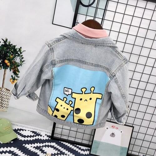 2 3 4 5 6 7 Y Baby Boys Denim Jackets Spring Autumn New Children Casual Korean Jeans Coats Cartoon Print Fashion Jacket For Boy