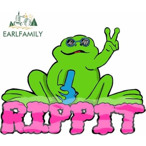 EARLFAMILY 13cm x 9.9cm for Rippit Peace Frog Cartoon Car Assessoires Stickers Personality Decal Trunk Bumper Occlusion Scratch