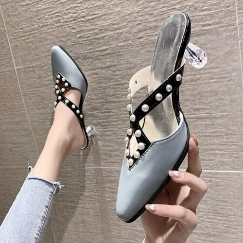 Elegant Womens High-heeled Sandals Pointed Toe Dress Shoes Hot Party Womens Slippers Womens Mules Women Shoes