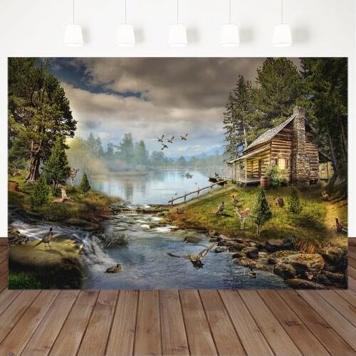 Jungle Safari Backdrop Rural Natural Scenery Background for Photography Chalet Elk Photo Background