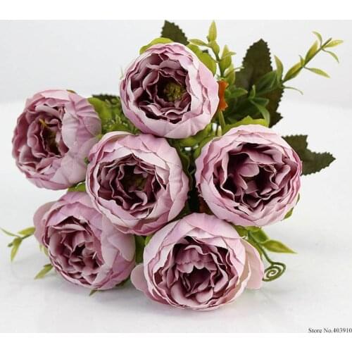 6 Heads/Bouquet Peonies Artificial Flowers Silk Peonies Bouquet White Pink Wedding Home Decoration Fake Peony Rose Flower