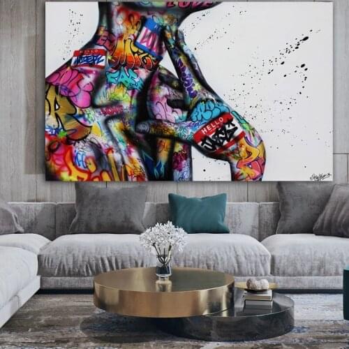 Street Graffiti Art Neck Canvas Painting Abstract Inspirational Posters and Prints Wall Art Pictures for Living Room Home Decor
