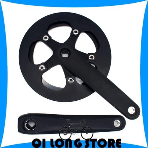 44T 170mm Bicycle Crankset Single Speed Crank Set Aluminum Alloy Unilateral Cover Square Hole Folding Bike Crank Sprocket Parts