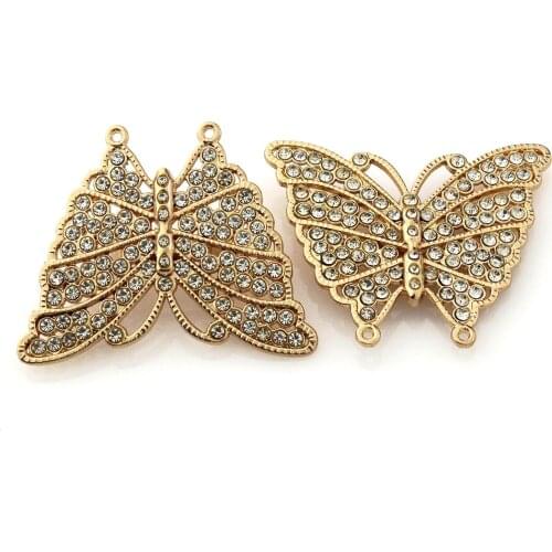 2pcs Metal Rhinestone Butterfly Shape Buckle Shoes Clip Clasp for Handbag Bag Garments Hardware Closure Bag Parts Accessories