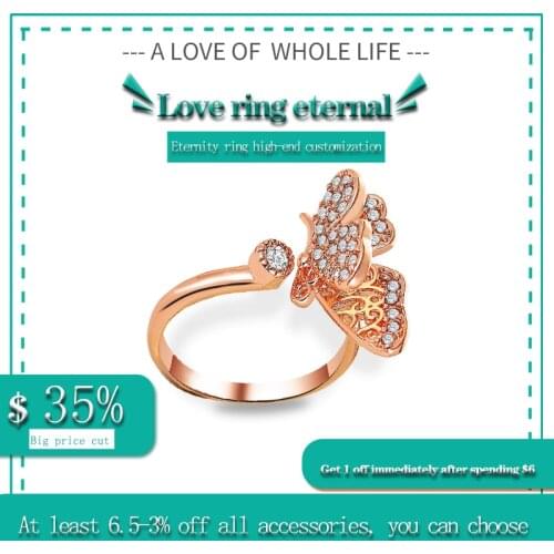 Bagues Butterfly Zircon Crystal Fashion Adjustable Compromiso Bijoux Luxe Para Mujer Accesoire Femme Por Mayor Lote Shinee Kpop