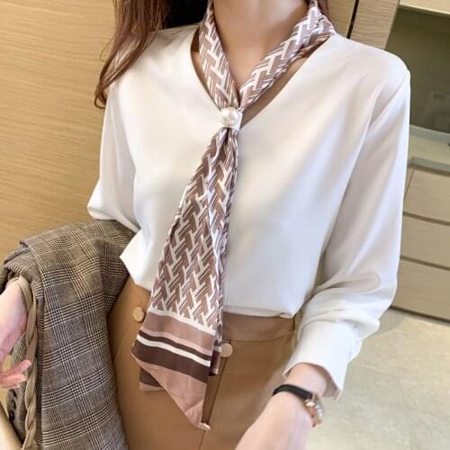 Fashion chiffon women tops elegant female long sleeve chiffon office shirt korean 2021 new Spring chiffon blouse