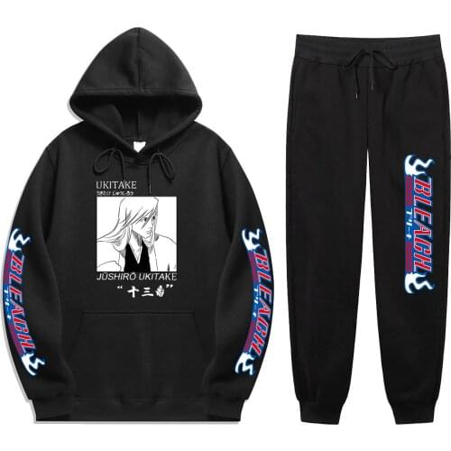 2021 Japanese Anime BLEACH Print mens sets 2 Pieces Sets Winter Sweatshirt+Drawstring Pants Hoodies hoodie sets Sweatshirt