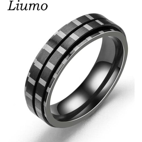 Liumo Trendy with White Black Spot Color Spinner Rotate Men Stainless Steel Ring Lr662