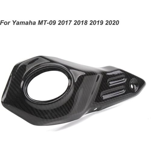Real Carbon Fiber For Yamaha MT-09 MT09 2017 2018 2019 2020 Exhaust Muffler Pipe Heat Shield Guard Cover Protector Fairing Deco
