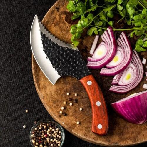 Hammer grain bone picking knife butcher knife hammer grain household kitchen knife small scimitar 5Cr15MoV steel sharp