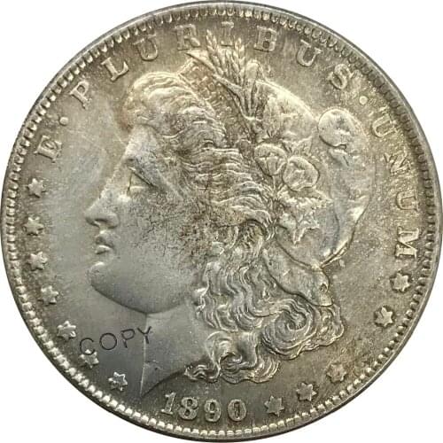 O 1890 United States Morgan 1 One Dollar Cupronickel Plated Silver Copy Coin